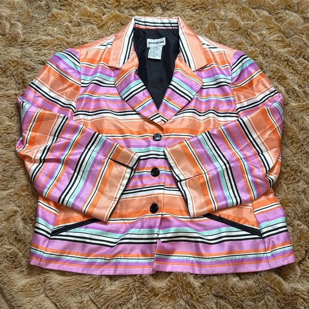 Perceptions Women's Striped Multicolor Blazer size 18 - Picture 3 of 12